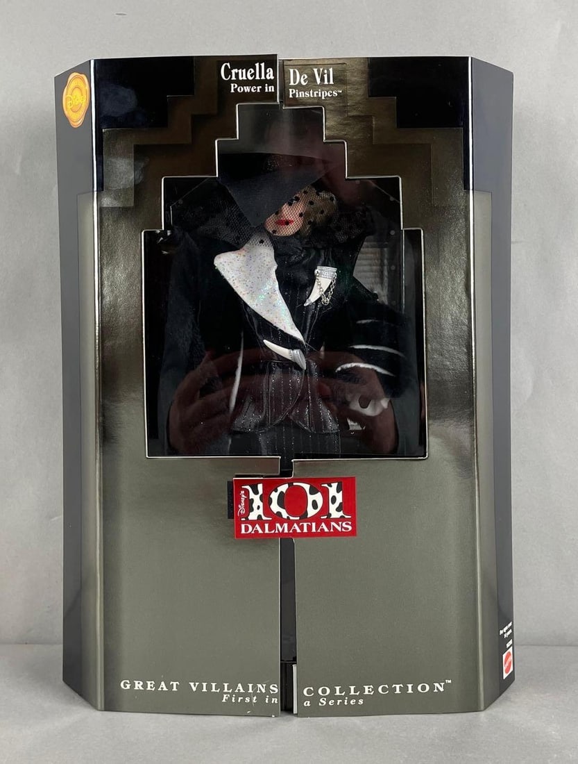 Mattel Disney Cruella De Vil Barbie Fashion Doll: Great villains collection, 101 Dalmatians. 11 1/2 inch doll