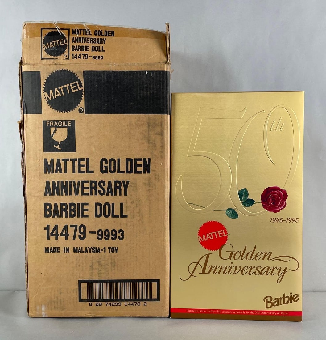 Limited Edition Mattel Golden Anniversary Barbie Fashion Doll: 1995 original packaging and shipping box, 11 1/2 inch doll