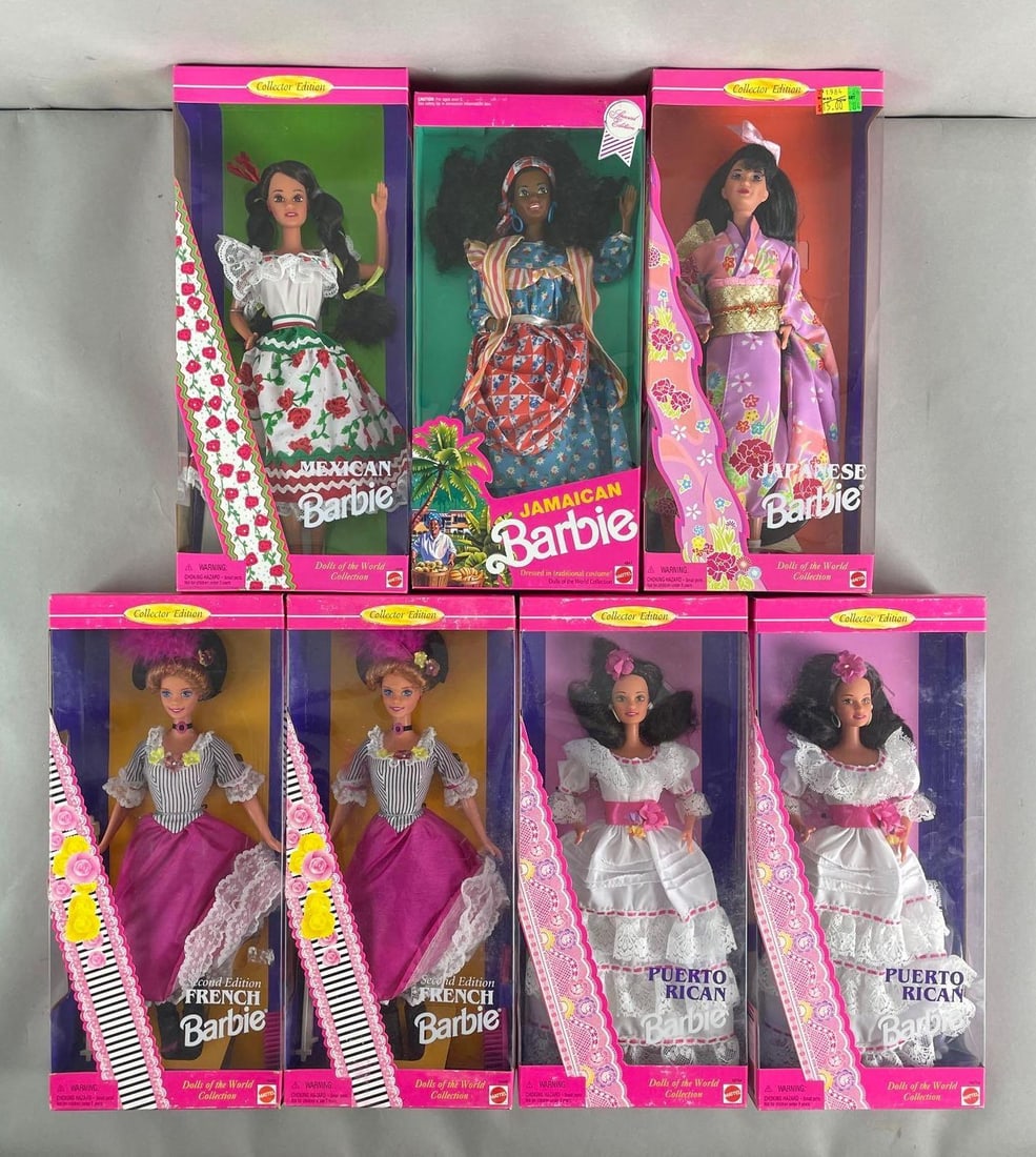 Group of 7 Mattel Dolls of the World Collection Barbie Fashion Dolls (1 of 4)