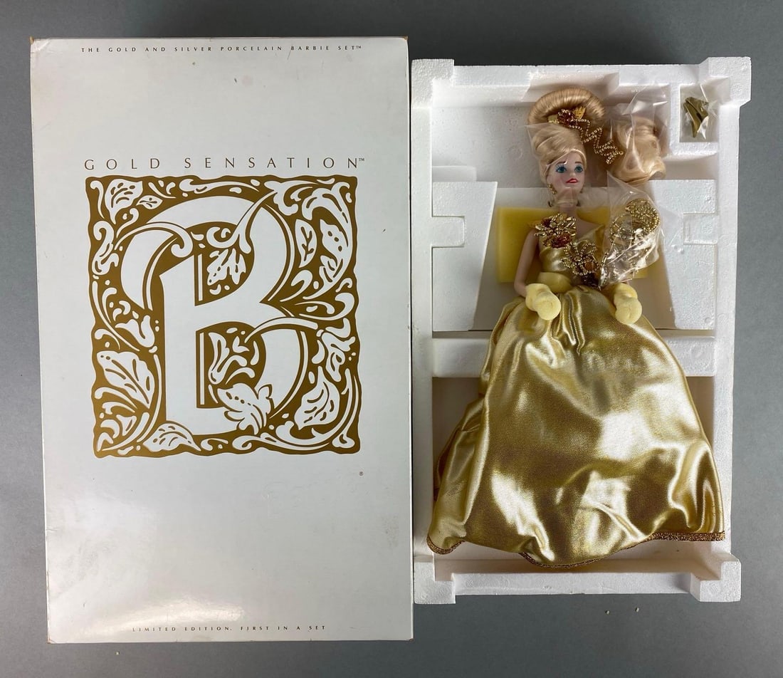 Mattel Gold Sensation Limited Edition Barbie Fashion Dolls: New in original box, doll measures 11 1/2 inches tall