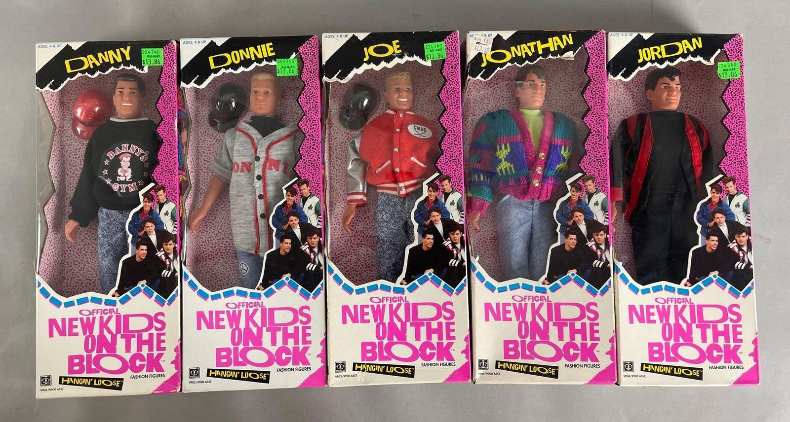 Set of 5 1990 New Kids on the Block Fashion Figures: Big step productions. Hangin loose. 12 1/4 inches tall