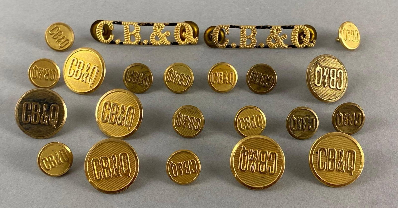 Group of 20+ CB&Q Railroad Uniform Buttons (1 of 3)