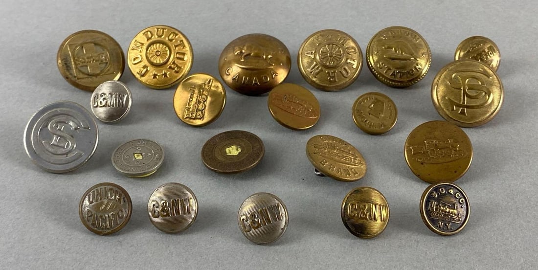 Group 20+ Railroad Buttons and Tokens (1 of 3)