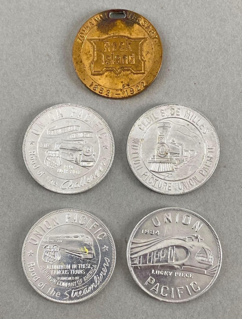 Group of 4 Union Pacific Railway Commemorative Tokens and More (1 of 2)