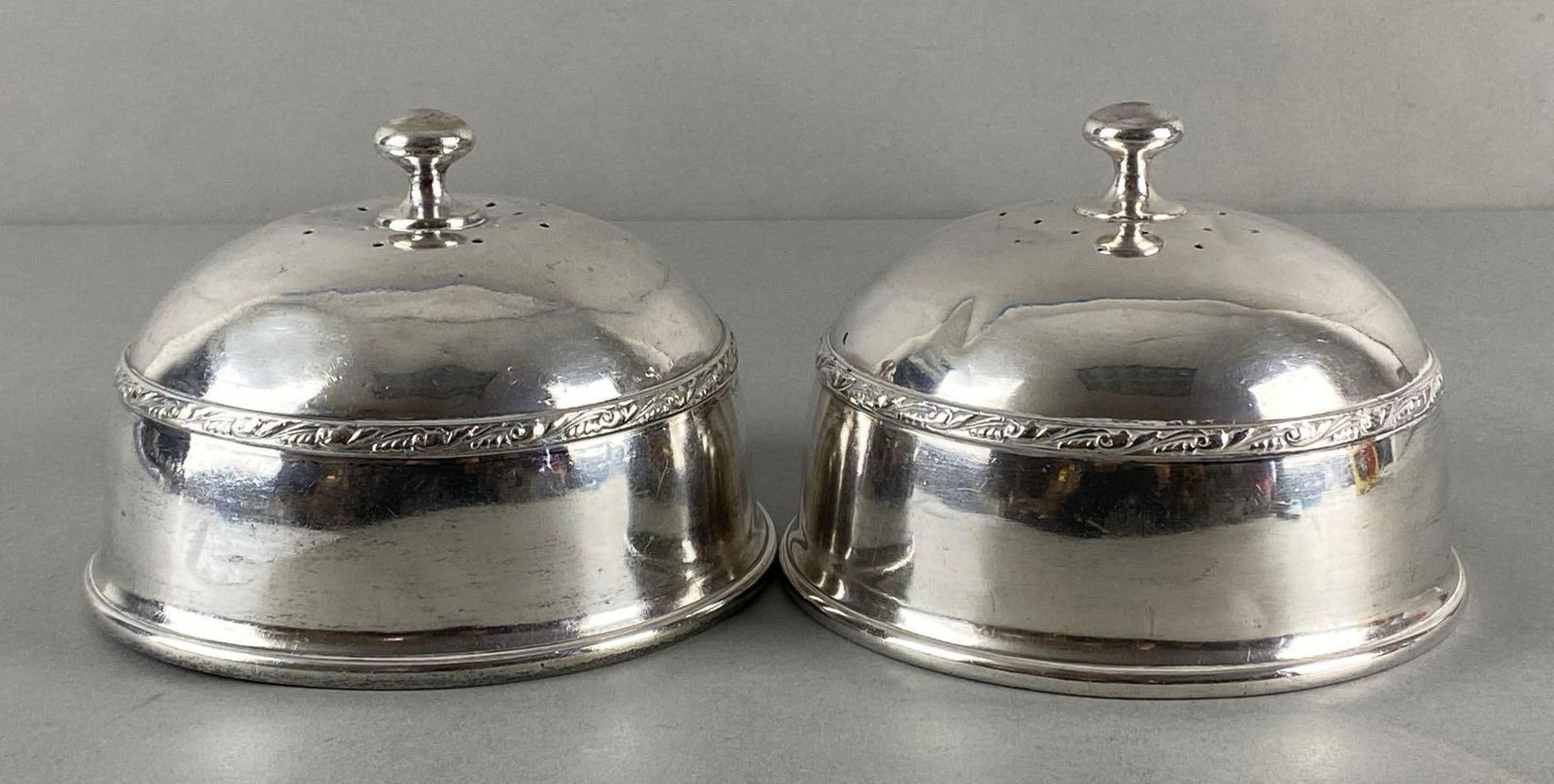Group of 2 Burlington Route Railroad Reed & Barton Silver Soldered Serving Dish Domes (1 of 6)