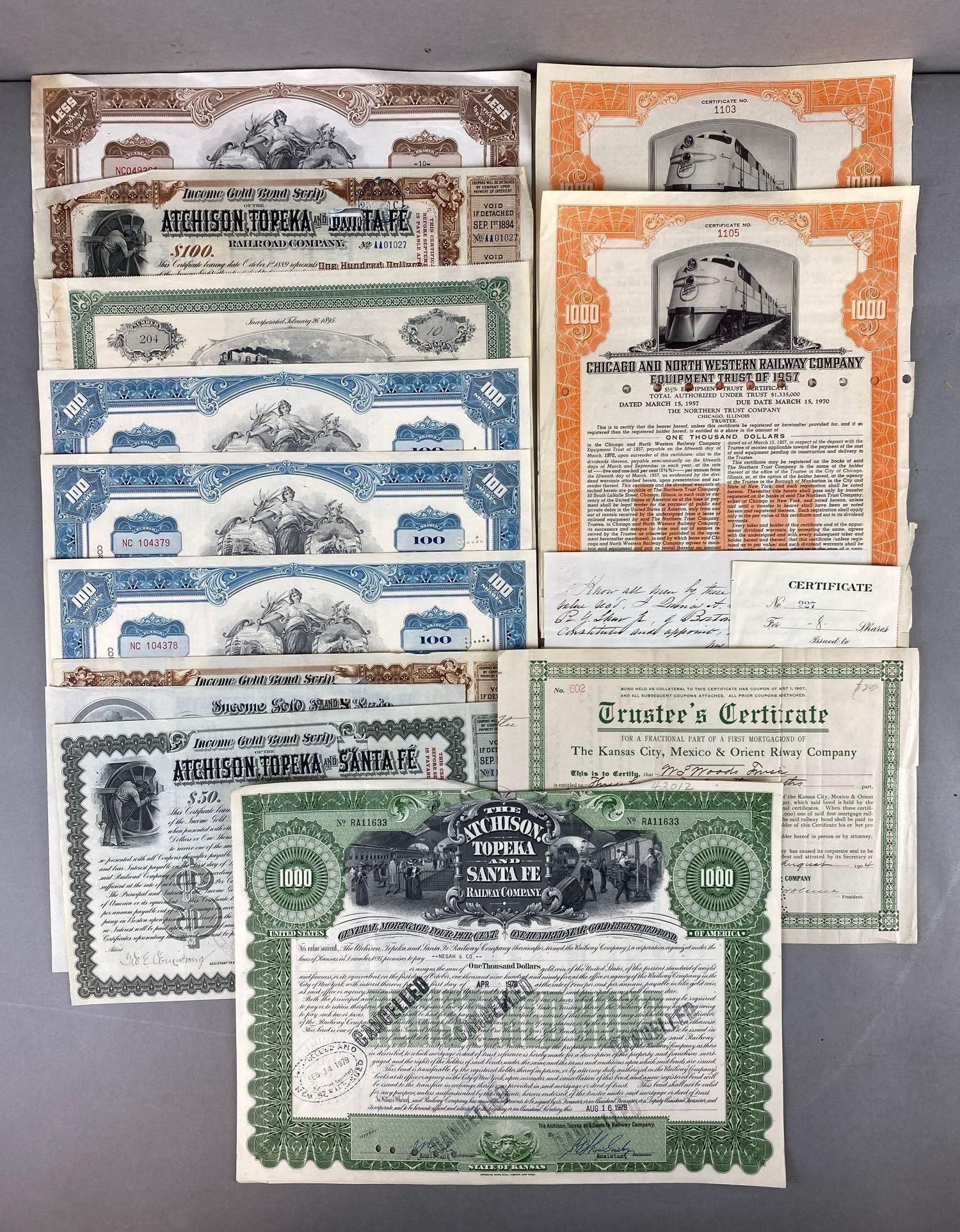Group of 15 Assorted Railroad Trust Certificates (1 of 3)