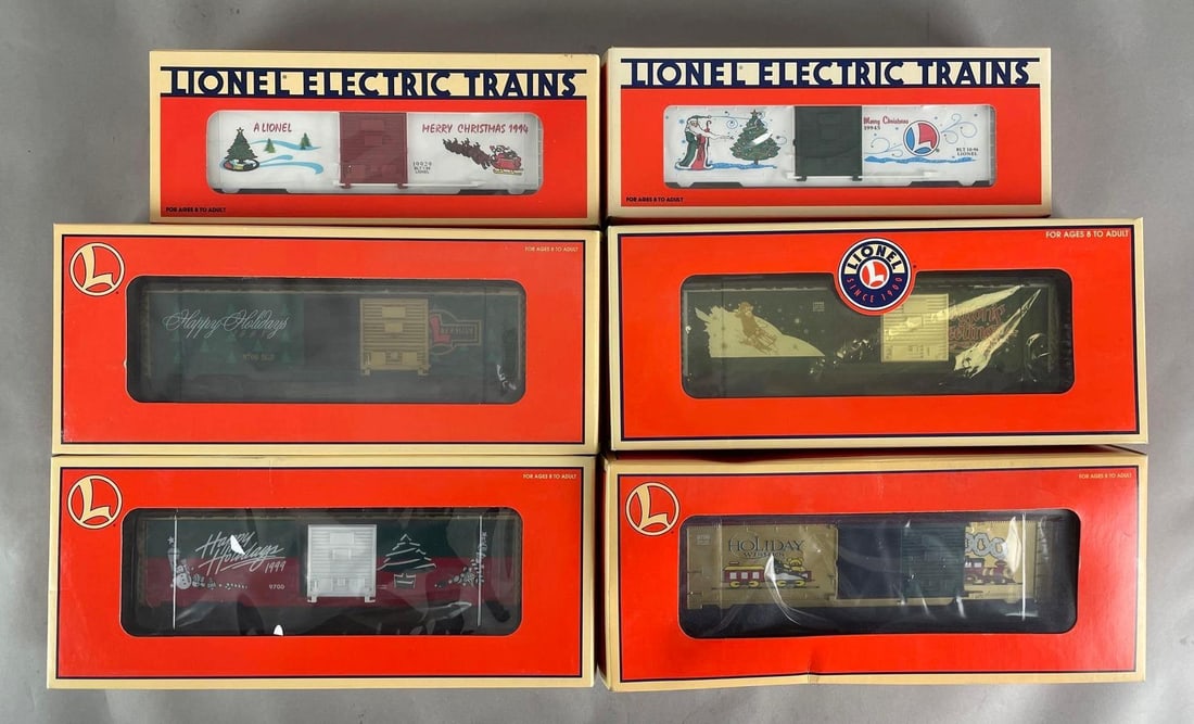 Group of Lionel 6 O Scale Christmas Train Boxcars (1 of 4)