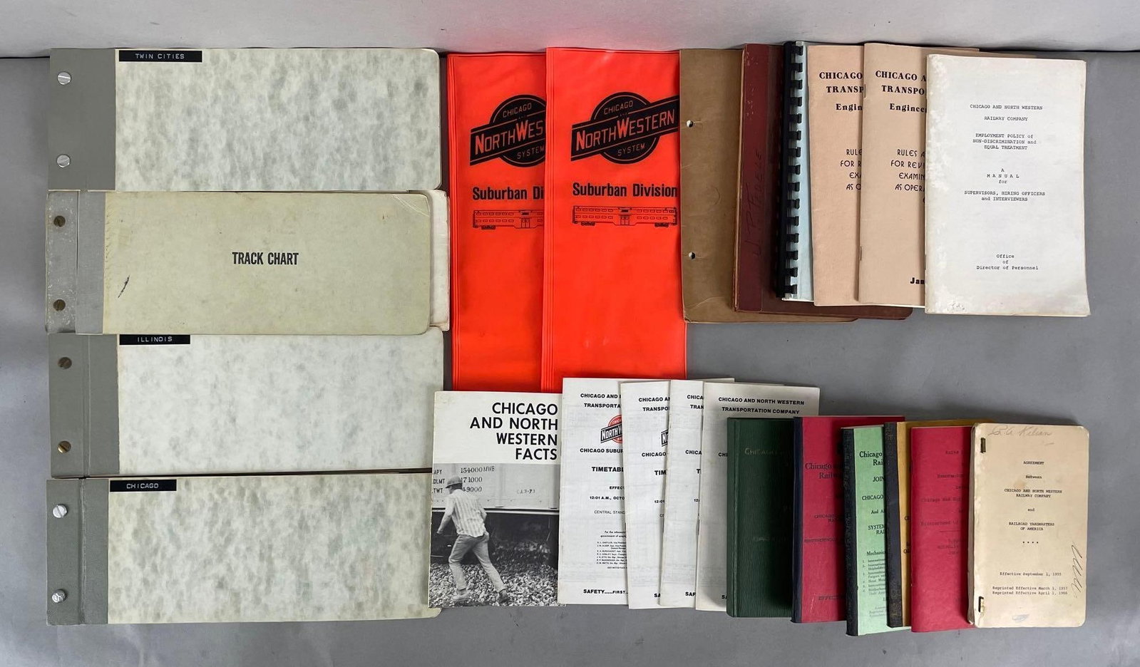 Group of 20+ Chicago and Northwestern Railway Timetables: Includes rules, and safety manuals. Largest measures 4 3/4 x 12 3/4 inches