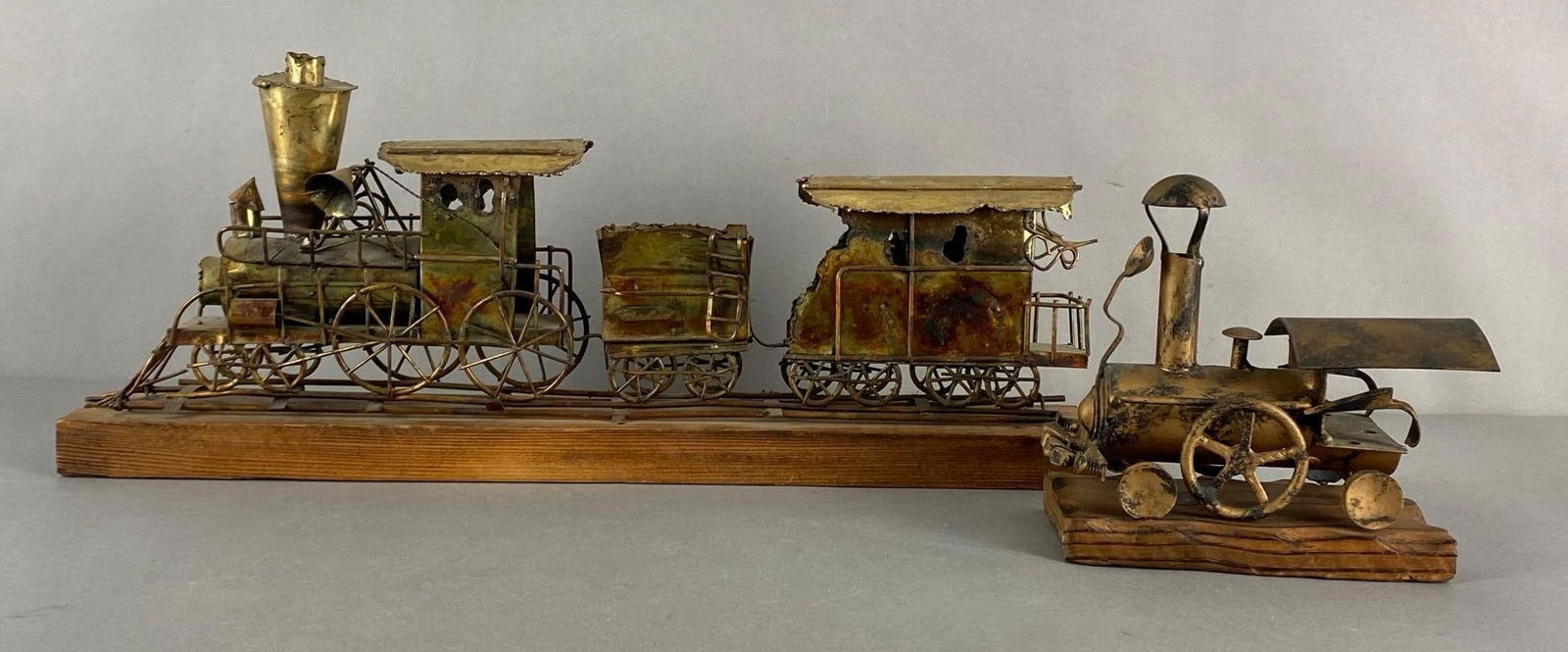 Group of 2 Metal Folk Art Locomotives (1 of 6)