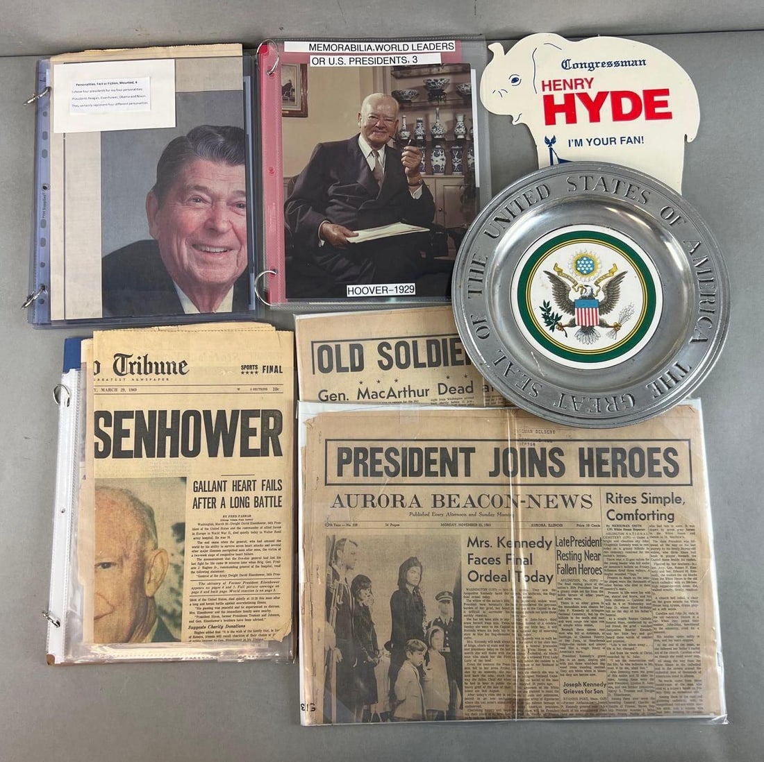 Group of Political Ephemera: Includes Kennedy, Eisenhower, MacArthur, Hoover, Nixon, Reagan, and More