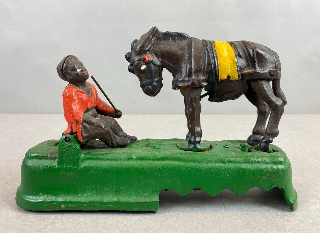 Reproduction Black Americana Cast Iron Horse Kick Coin Bank (1 of 3)