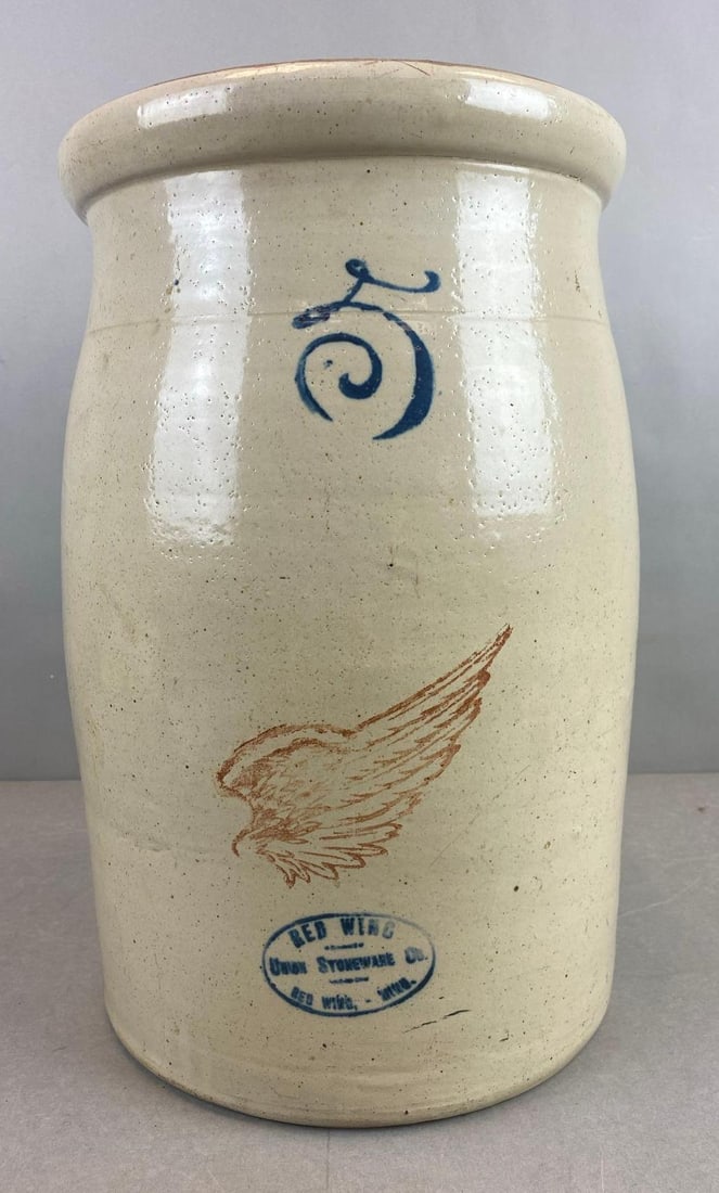 Redwing Minnesota 5 Gallon Stoneware Butter Churn Crock: Measures 17 1/2 x 10 x 10 inches