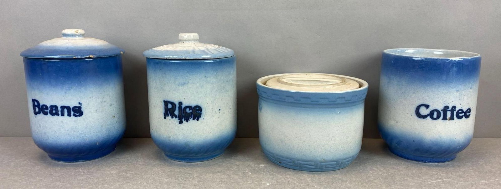 Group of 4 Blue Stoneware Jars (1 of 7)
