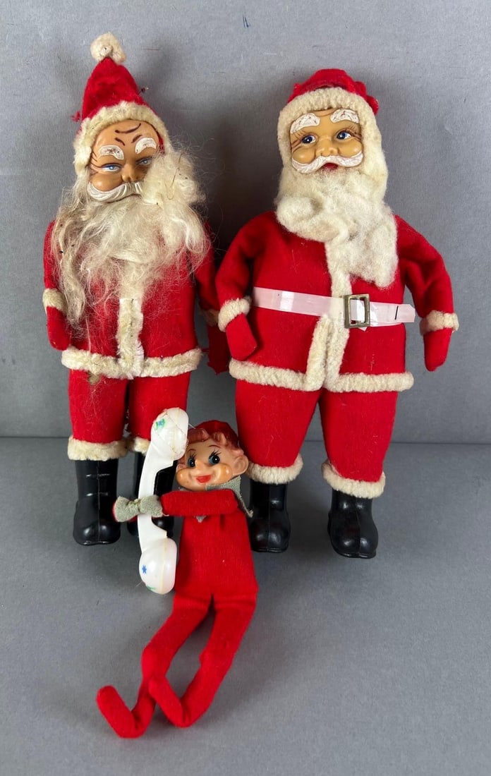 Group of 3 Vintage Santa Claus Figures and Elf (1 of 4)