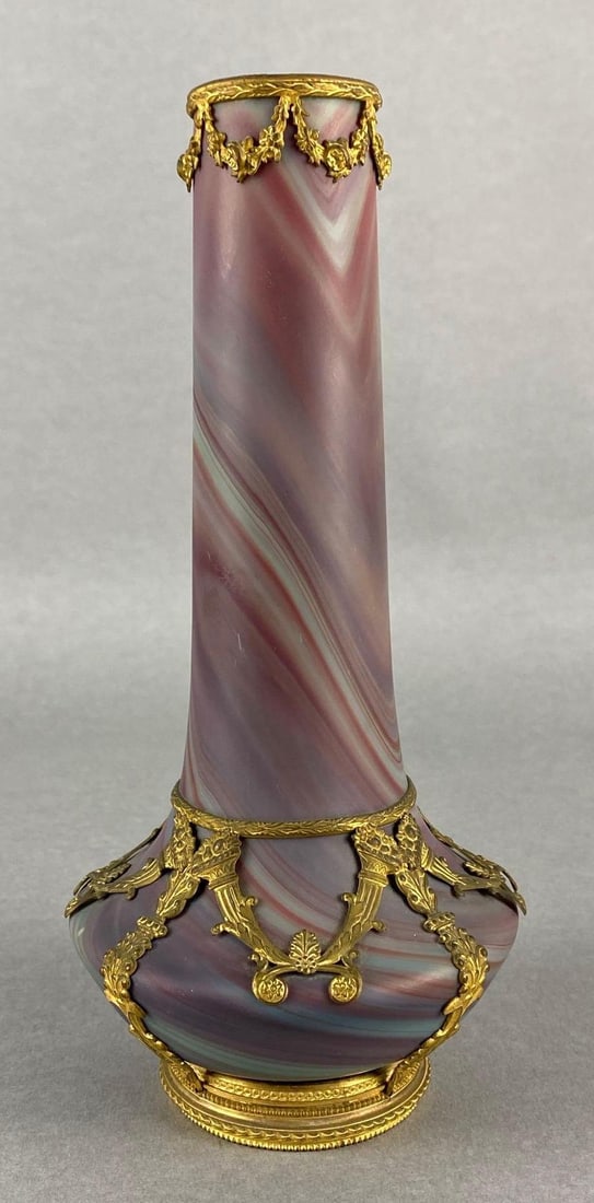 Sevres Art Nouveau Lithyalin Marbled Amethyst Art Glass Vase (1 of 6)