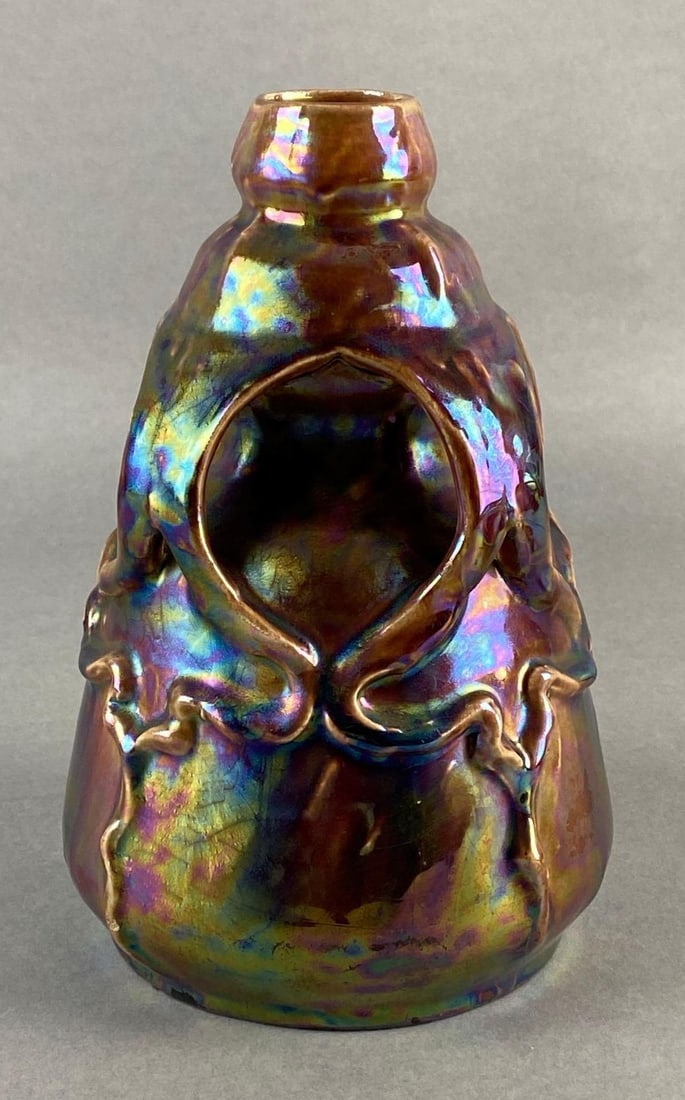 Unique Amphora Style Art Deco Potery Vase with Iridescent Lustre Glaze (1 of 7)