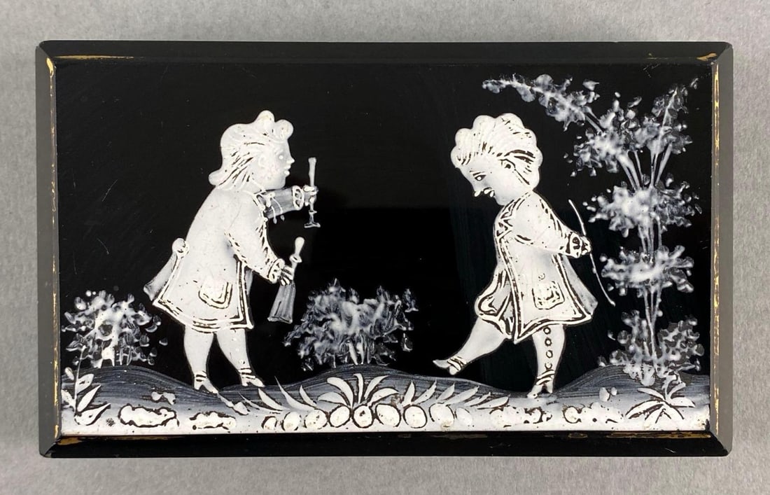 Mary Gregory Black Glass Cameo Paperweight (1 of 5)