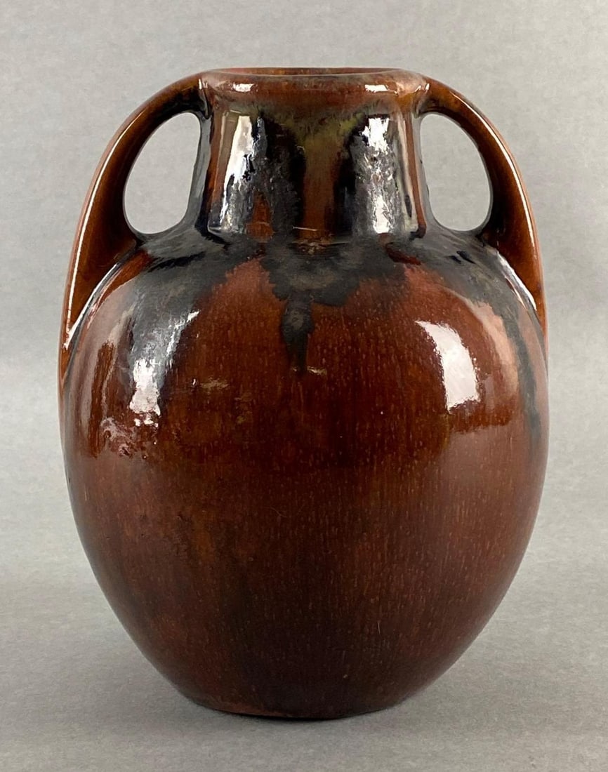 Vintage Brown Drip Glazed Amphora Pottery Vase (1 of 6)