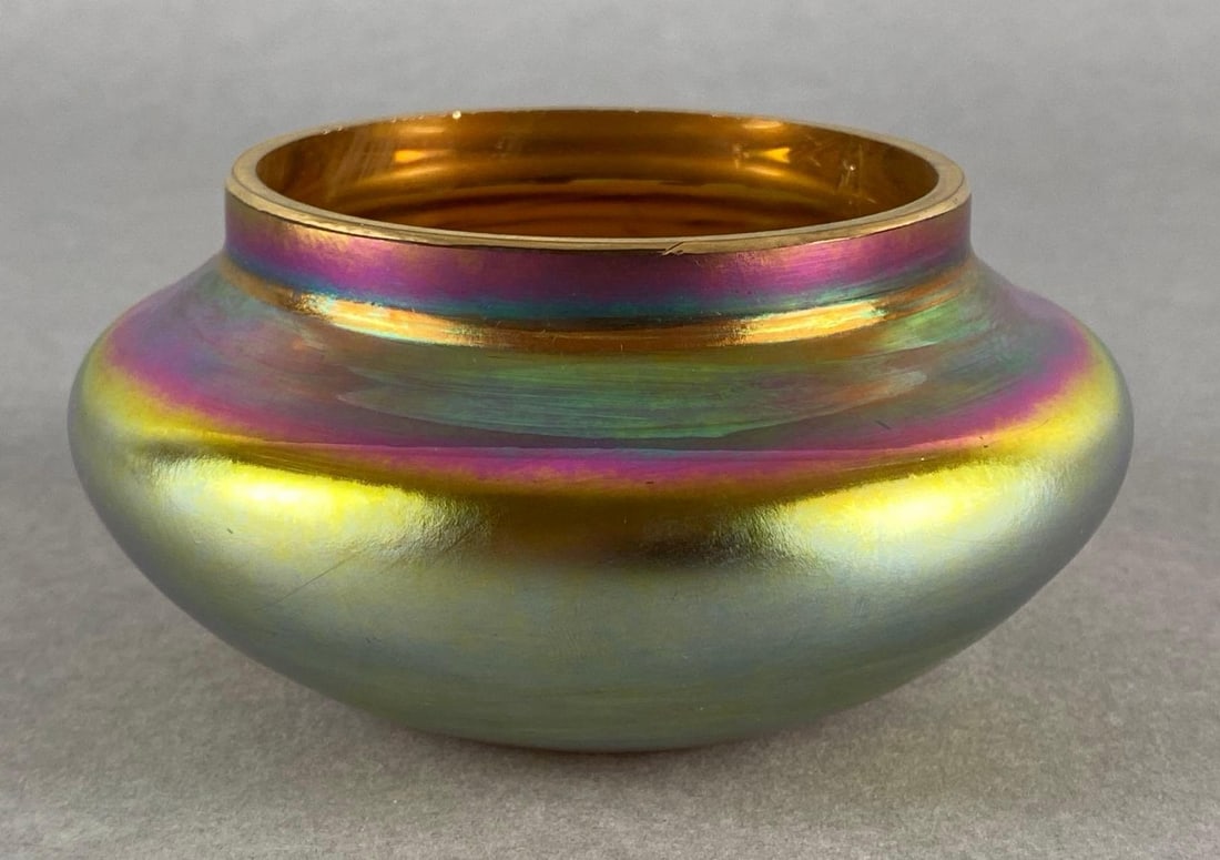 Small Steuben Iridescent Gold Aurene Glass Vase (1 of 7)