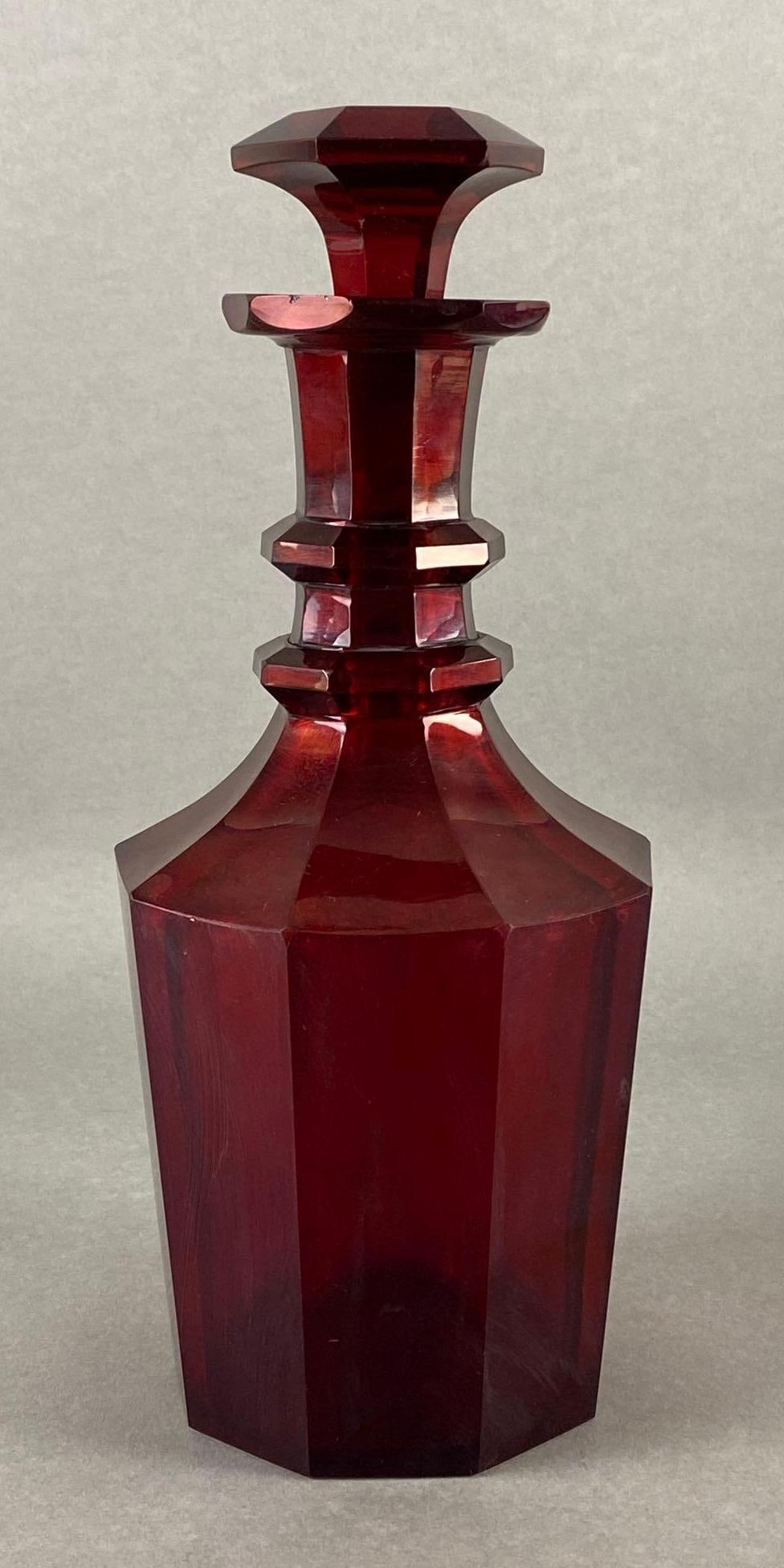 Ruby Red Glass Decanter (1 of 8)