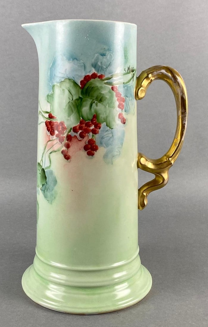 Jean Pouyat Limoges French Porcelain Floral Tankard Pitcher (1 of 9)