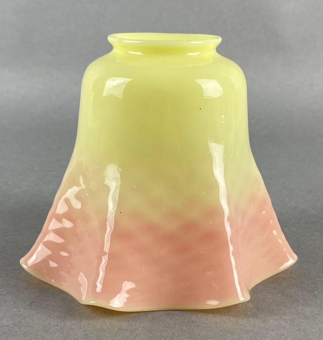 Vintage Mt. Washington Style Quilted Burmese Glass Lamp Shade (1 of 5)