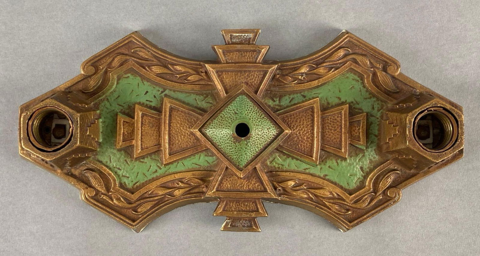 Cast Metal Art Deco Double Electrified Wall Sconce (1 of 5)