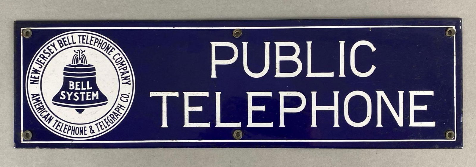 New Jersey Bell Telephone Company Public Telephone Porcelain Sign (1 of 3)