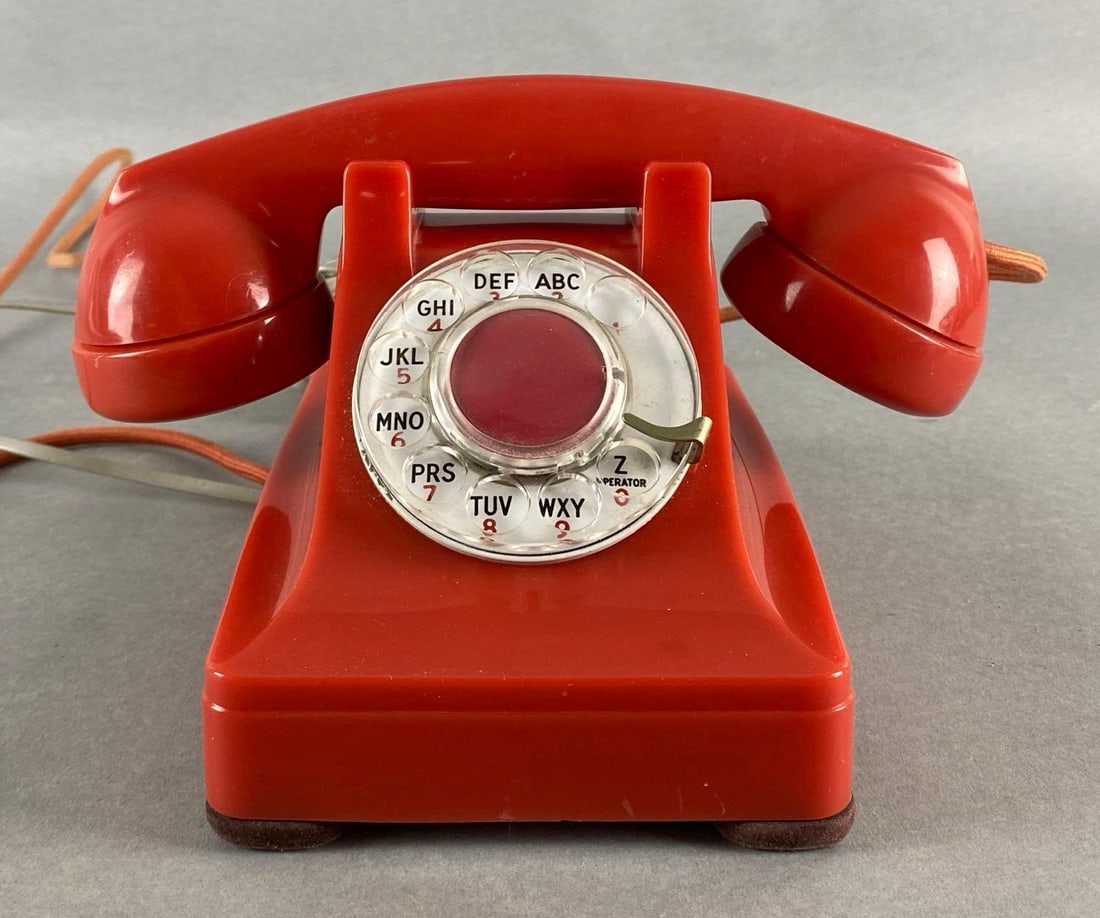 Vintage Western Electric Bell System Red Plastic Rotary Telephone (1 of 7)