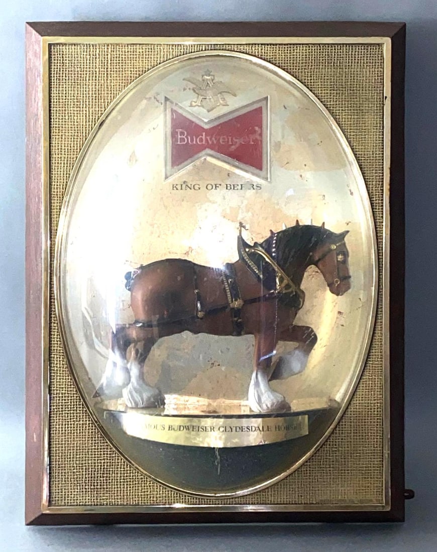 Budweiser Clydesdale Horse Light-Up Advertising Domed Sign (1 of 7)