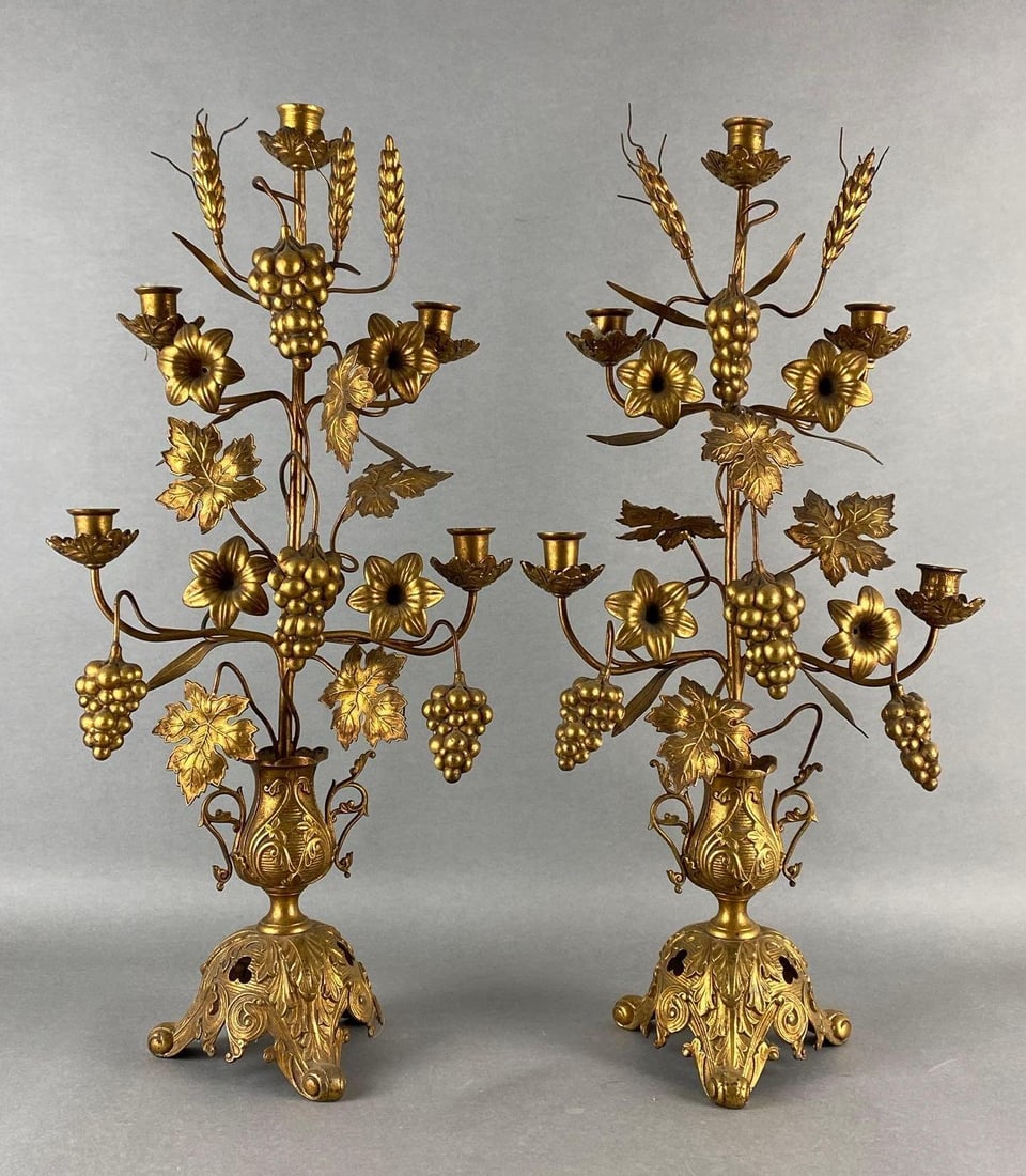 Pair of Gilt Brass Liturgical Alter Candelabras (1 of 4)