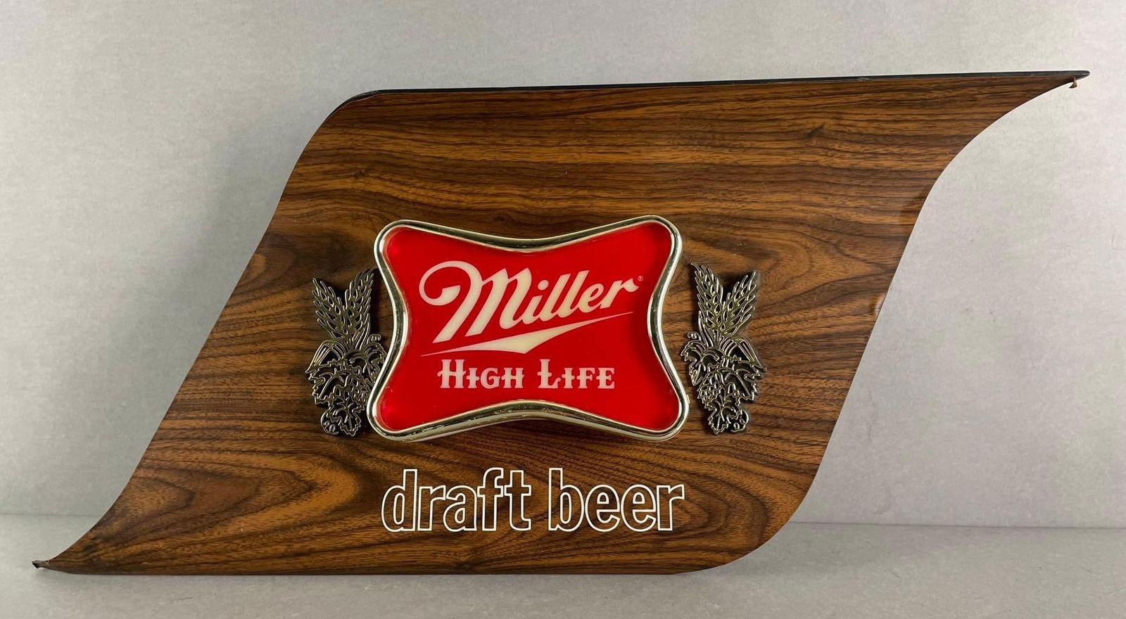 Vintage Miller High Life Beer Light Up Advertising Sign: Working condition, measures 12 x 25 x 5 inches
