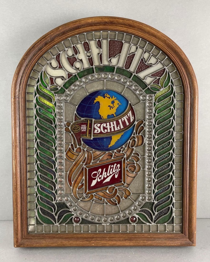 Vintage Schlitz Stained Glass Light Up Advertising Sign (1 of 3)