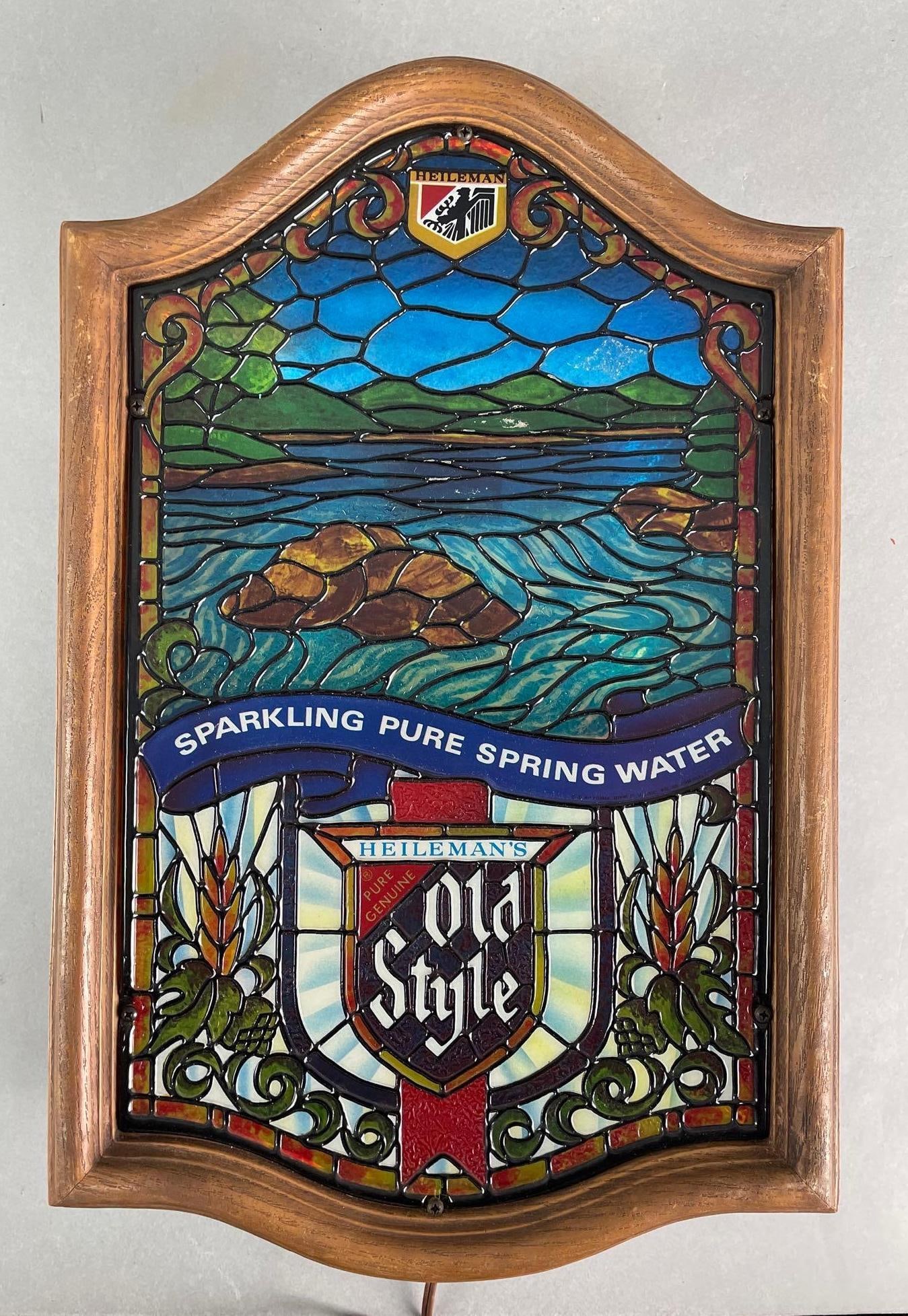 Old Style Beer Stained Glass Light Up Advertising Sign (1 of 3)