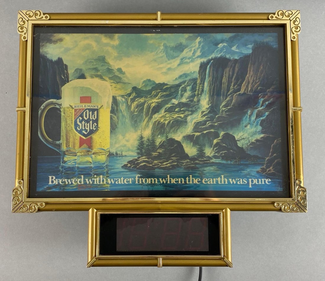 Heileman’s Old Style Beer 7 Waterfalls Light Up Advertising Sign (1 of 4)