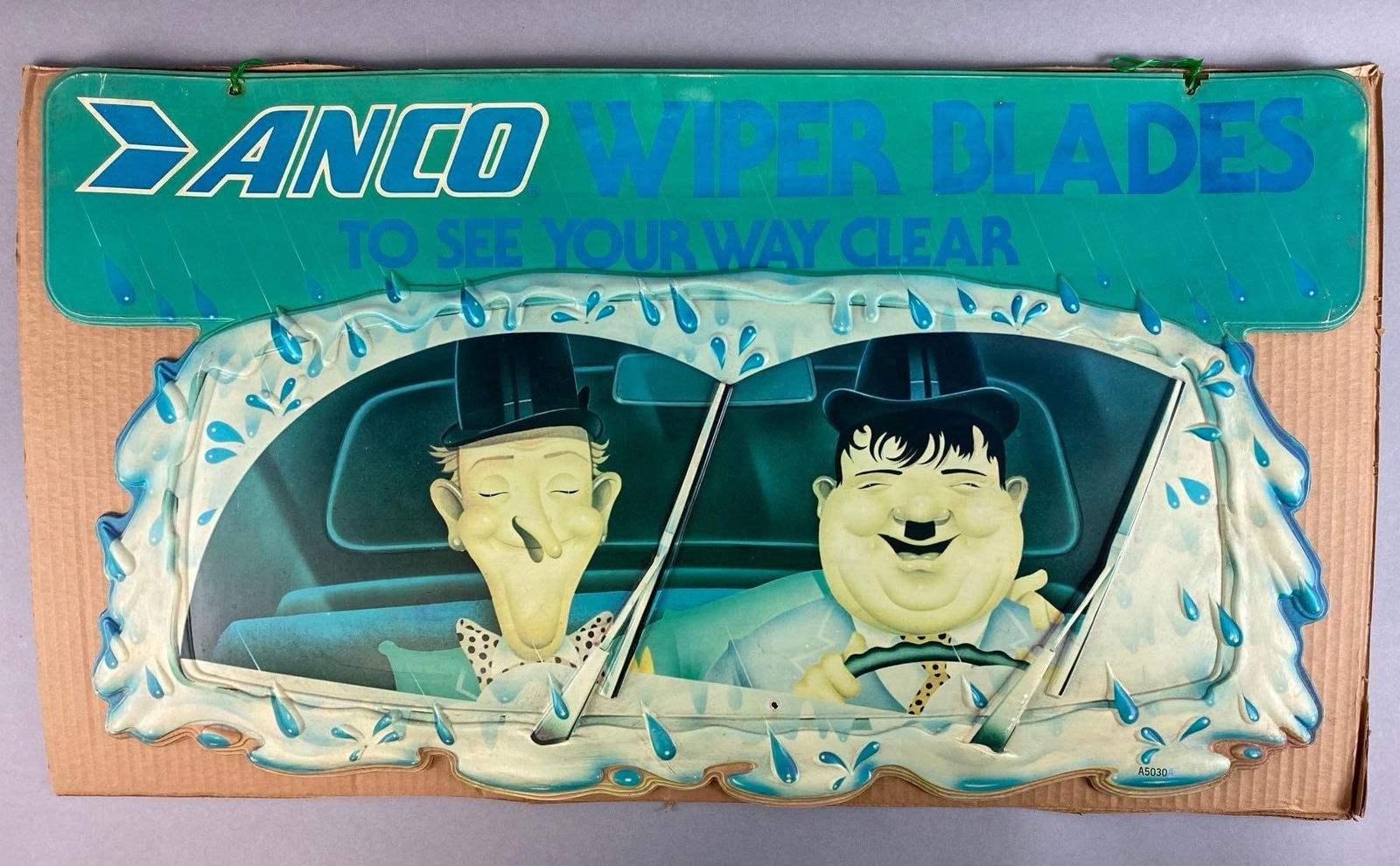 Vintage Anco Wiper Blades Laurel & Hardy Vacuum Formed Advertising Sign (1 of 3)