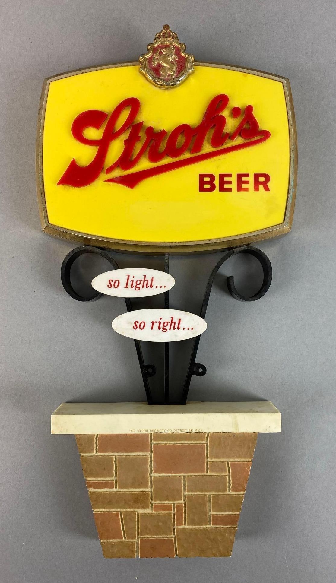 Stroh’s Beer So Light So Right Advertising Sign (1 of 2)