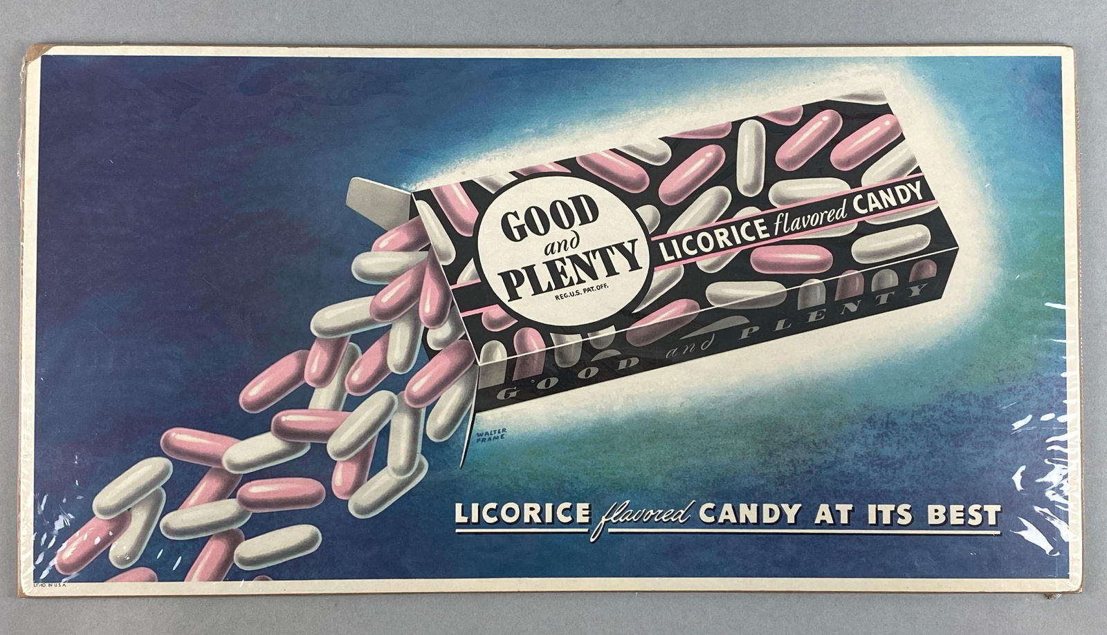 Good and Plenty Licorice Flavored Candy Cardboard Advertising Sign (1 of 2)