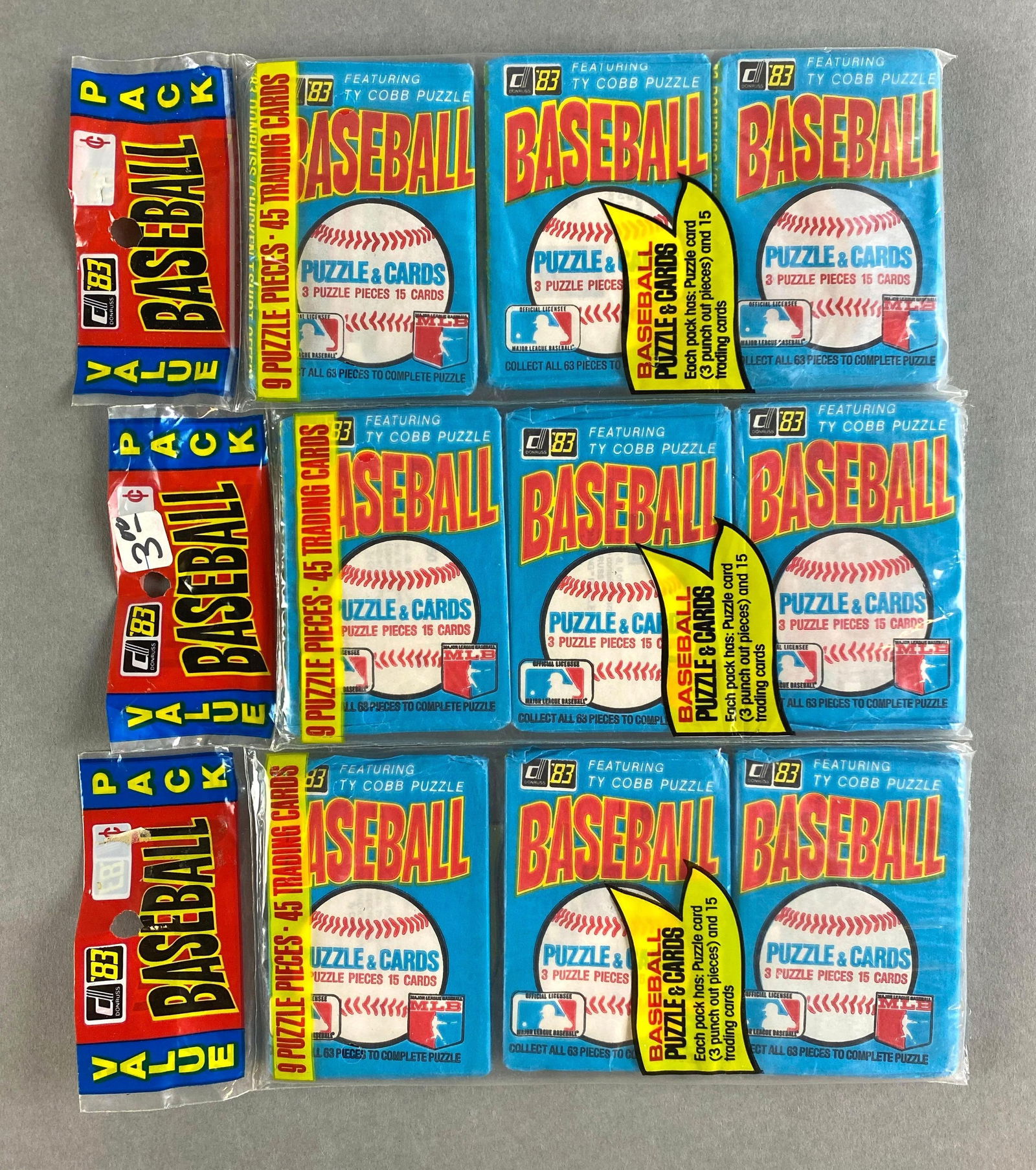 3 - Rare 1983 Donruss Factory Rack Packs (1 of 2)