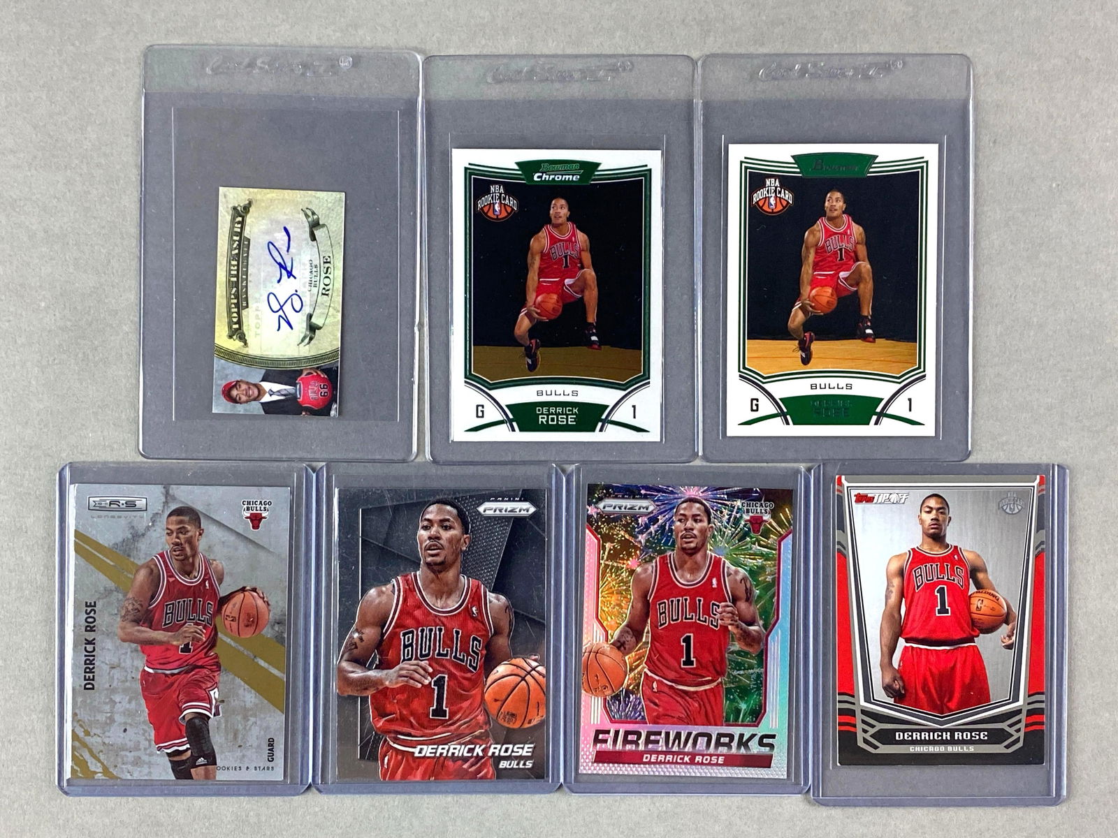 7 - Derrick Rose Cards with Auto and 3 Rookies (1 of 3)