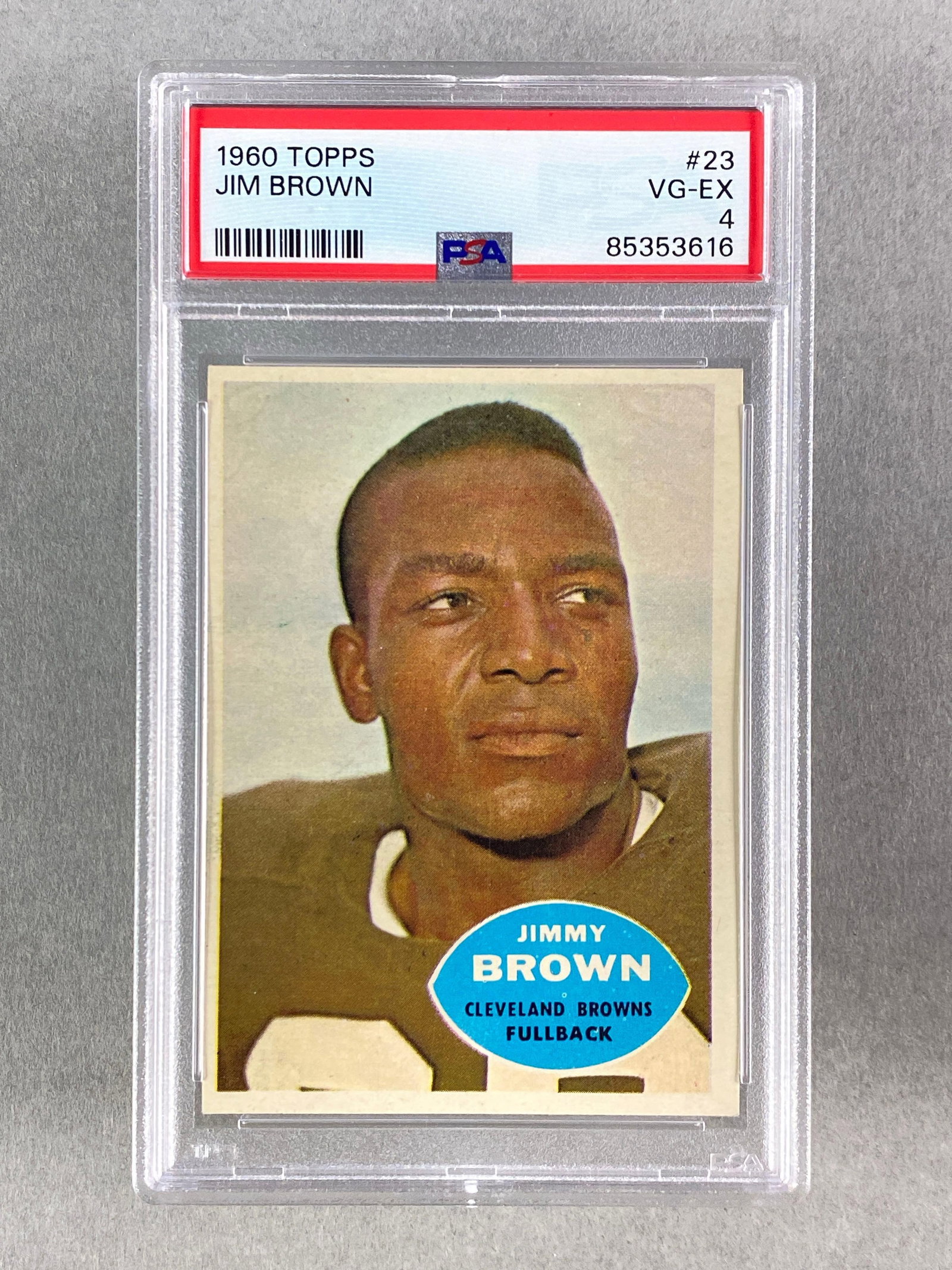 1960 Topps Jim Brown #23 PSA 4: 1960 Topps Jim Brown #23 PSA 4, Sharp card