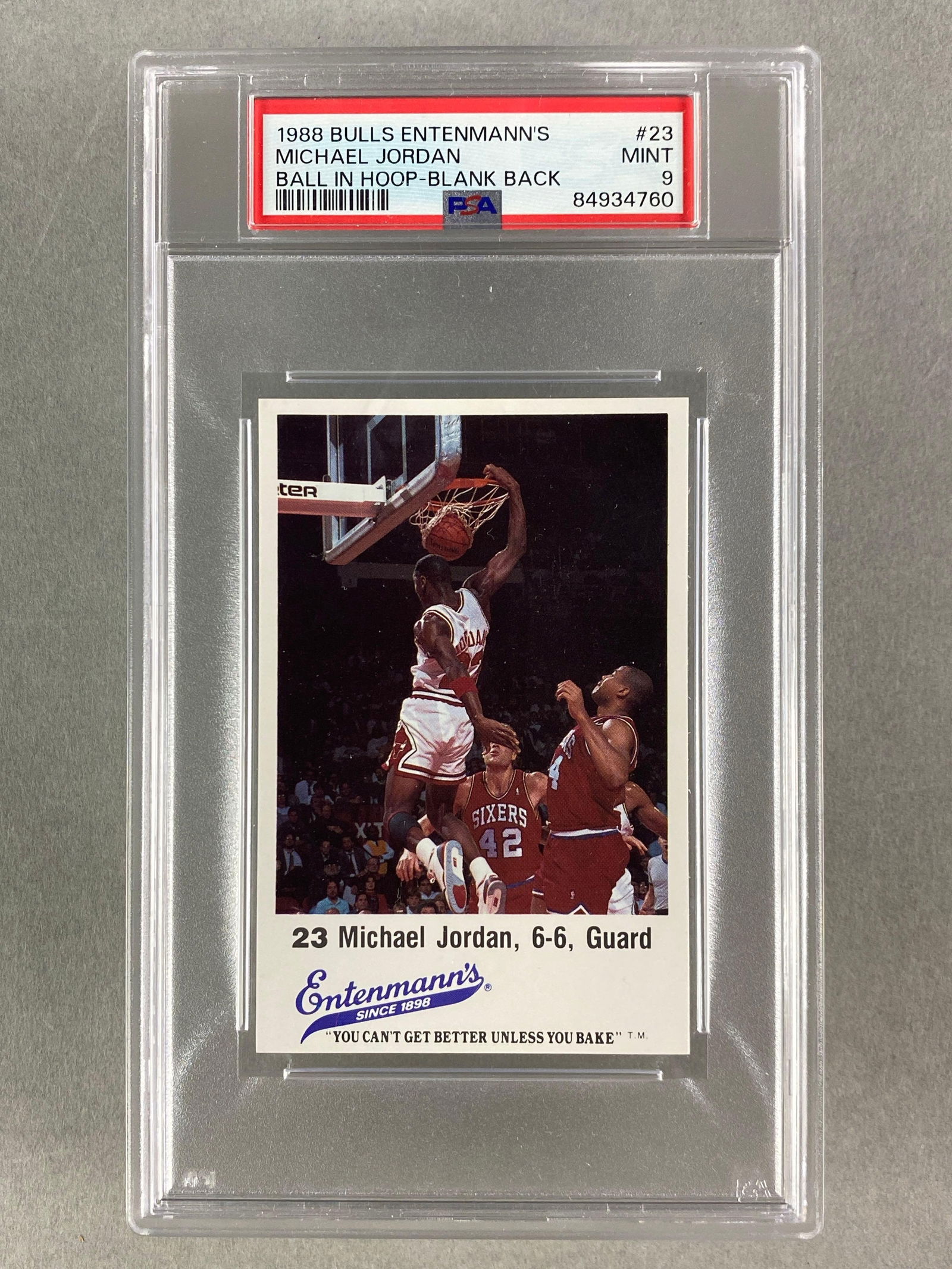 1988 Bulls Entenmanns Michael Jordan Ball in Hoop Blank Back #23 PSA 9 (1 of 2)