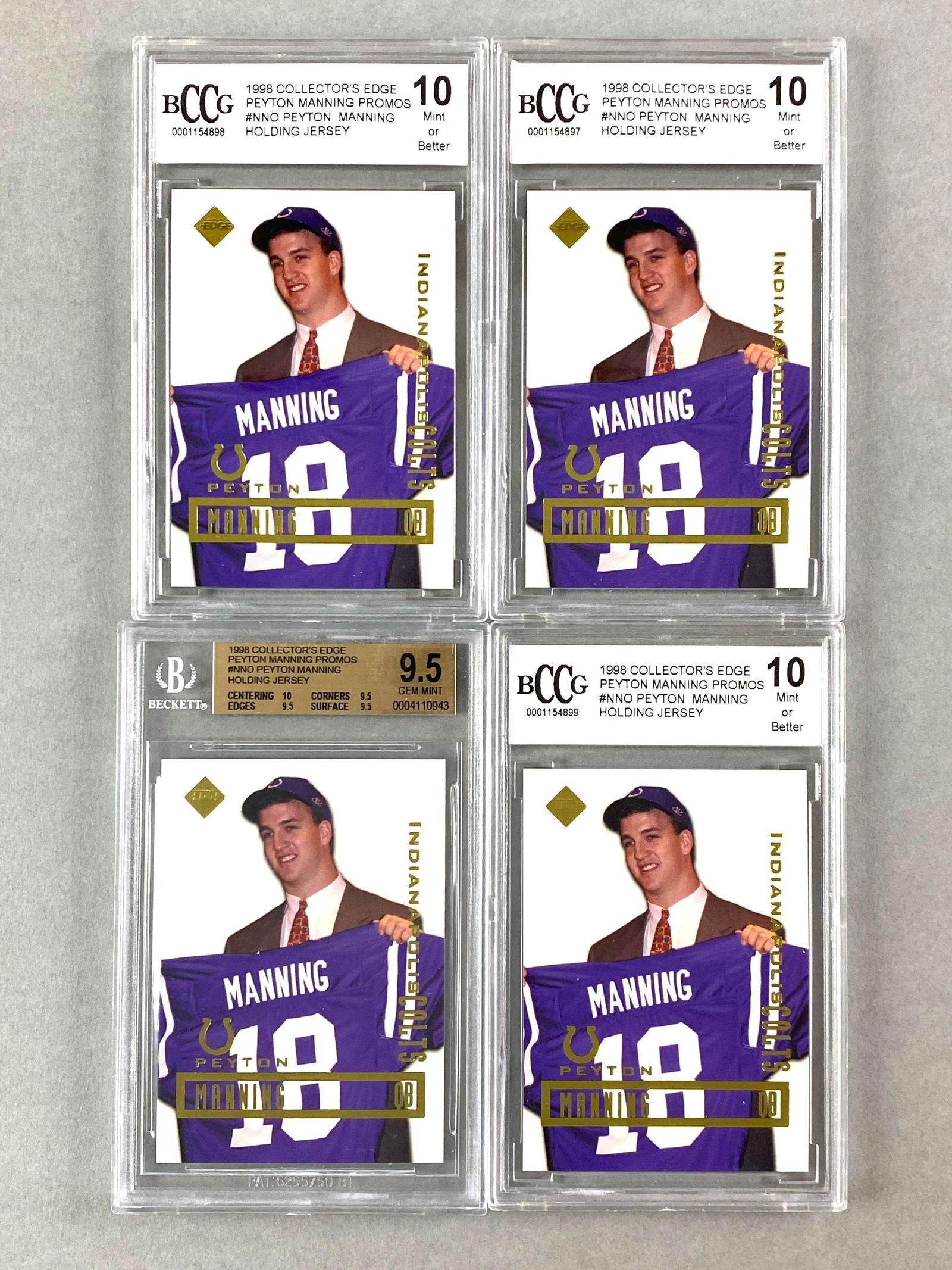 4 - 1998 Collectors Edge Peyton Manning Promo Holding Jersey Graded 9.5 - 10 (1 of 2)