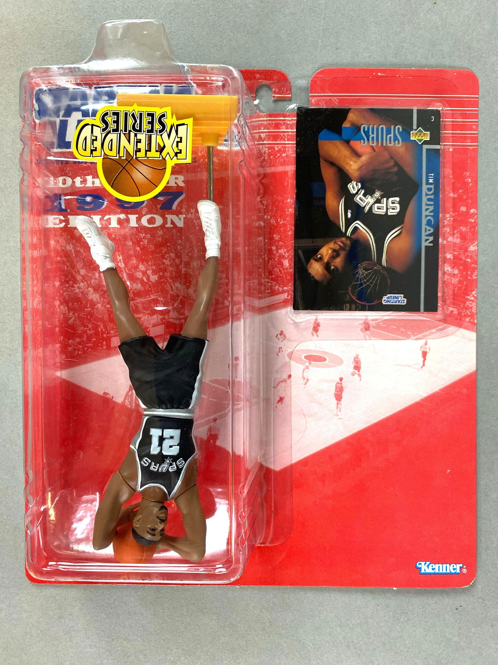 Rare 1997 Starting LineUp Figure, Tim Duncan Rookie with Upside Down Package (1 of 3)