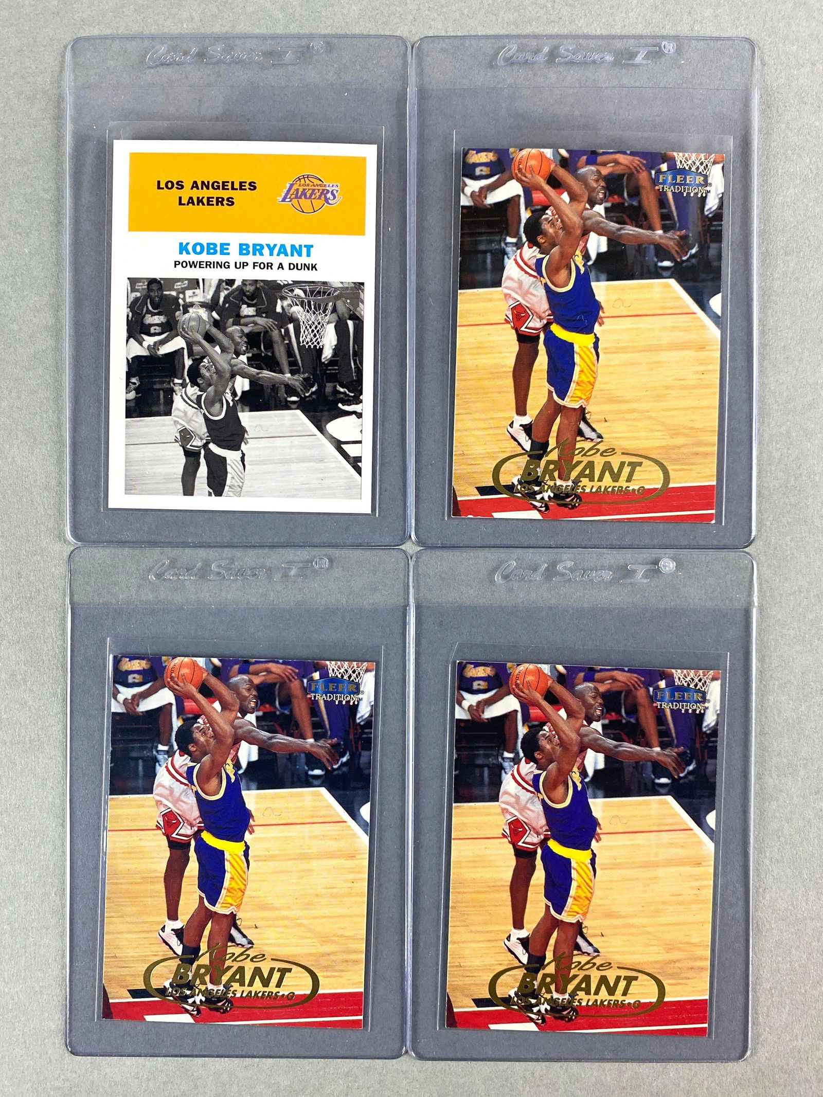 1998 Fleer Tradition Vintage 61 Kobe Bryant + 3 Base Cards with Michael Jordan (1 of 2)