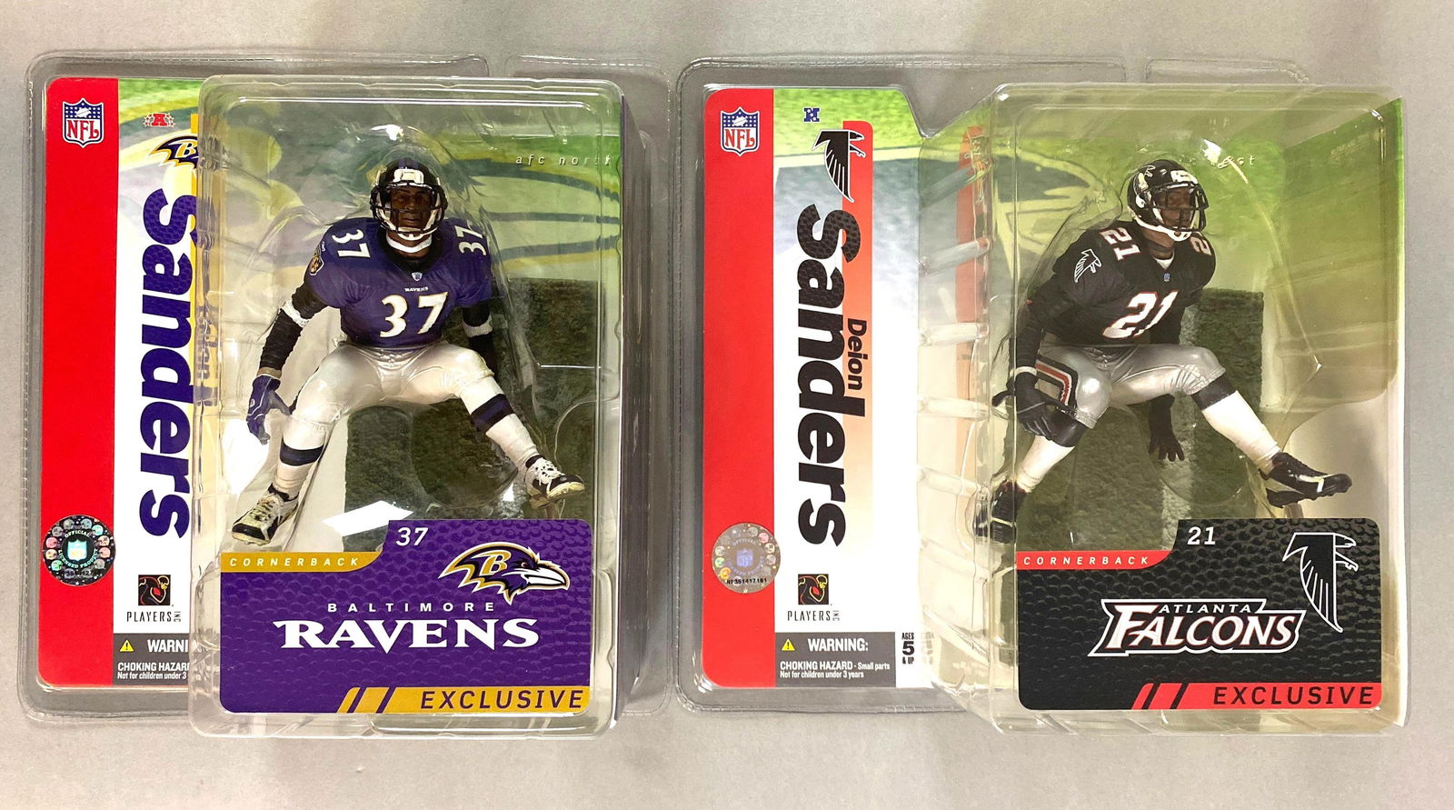 2 - 2005 McFarlane Figures, Collectors Club Exclusive Deion Sanders with Falcons and Ravens Uniforms (1 of 2)