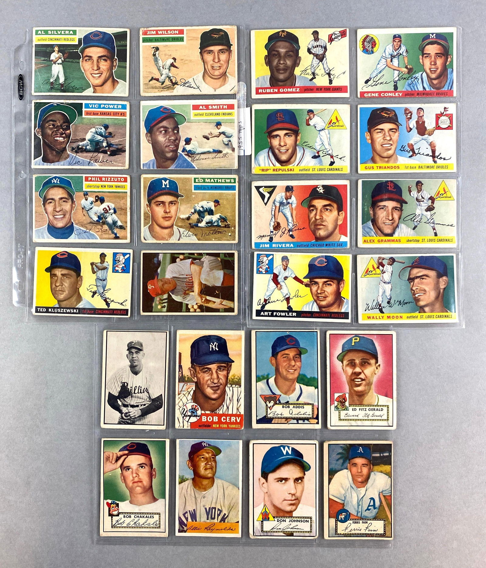 24 - 1952 - 56 Topps and Bowman Baseball Cards with HOFs and Stars (1 of 7)