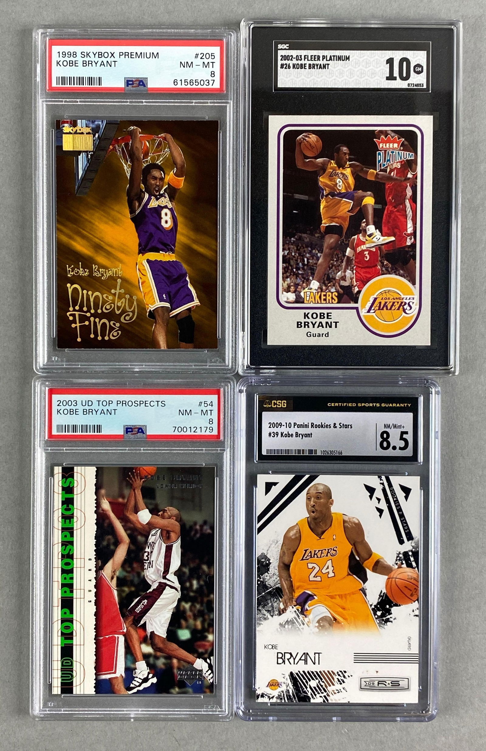4 - 1998 - 2009 Kobe Bryant Cards Graded 8 - 10 (1 of 3)