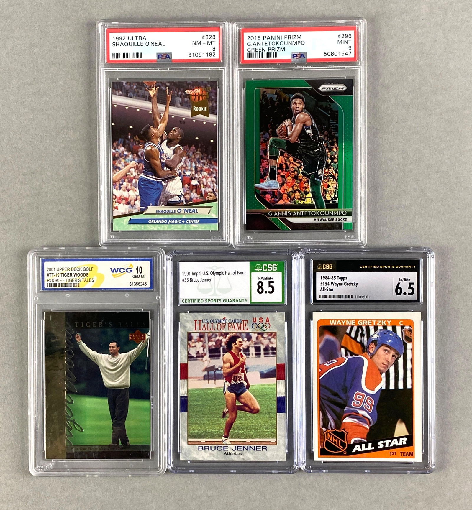 Group of 5 - 1984 - 2018 Graded Sports Cards 6.5 - 10 (1 of 3)