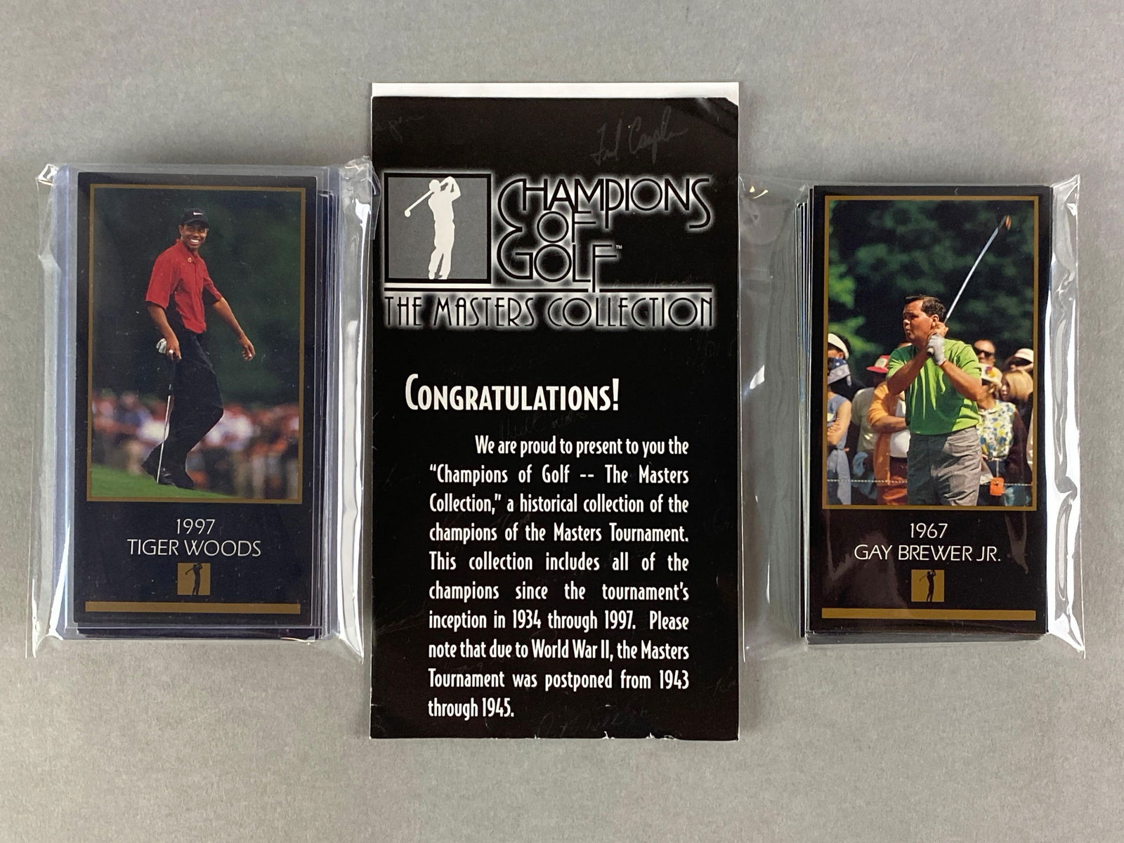 1997 Champions of Golf The Masters Collection Set with Tiger Woods Rookie (1 of 3)